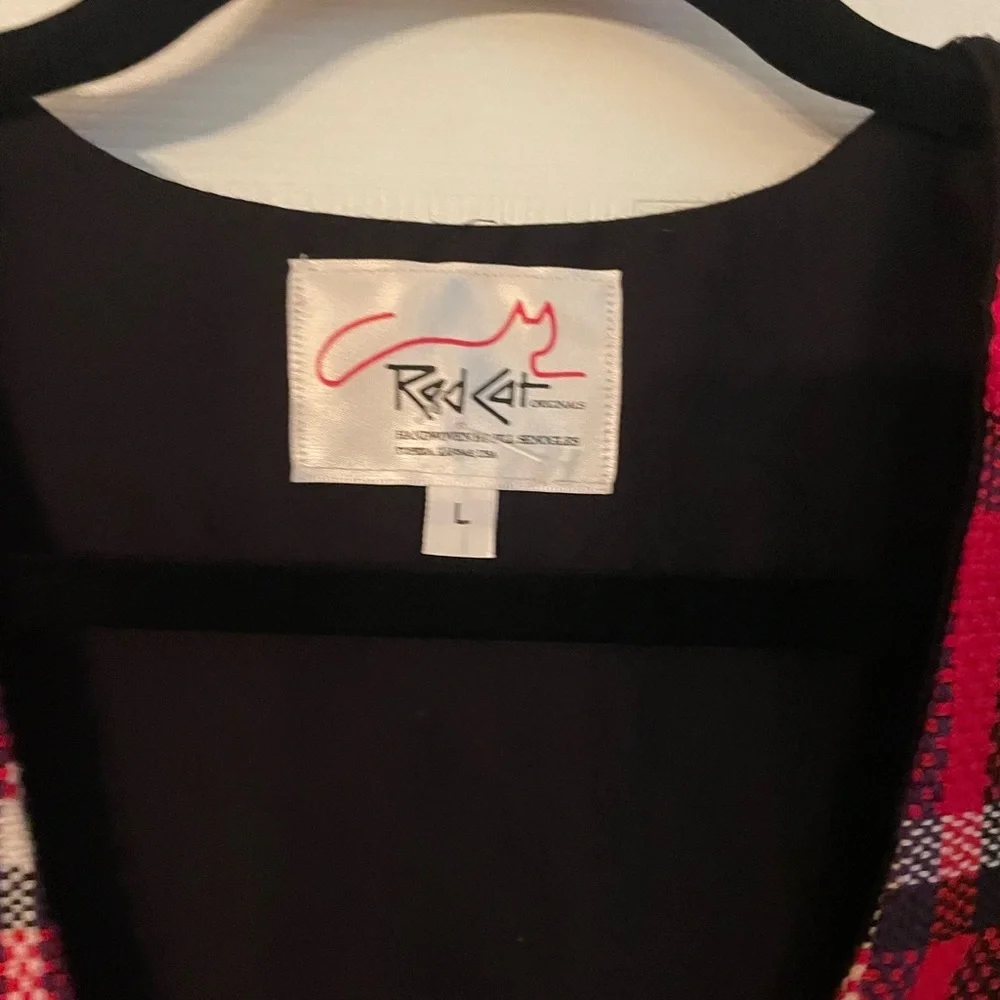 Red Cat Vintage Red and Black Plaid Vest Large - Picture 3 of 3